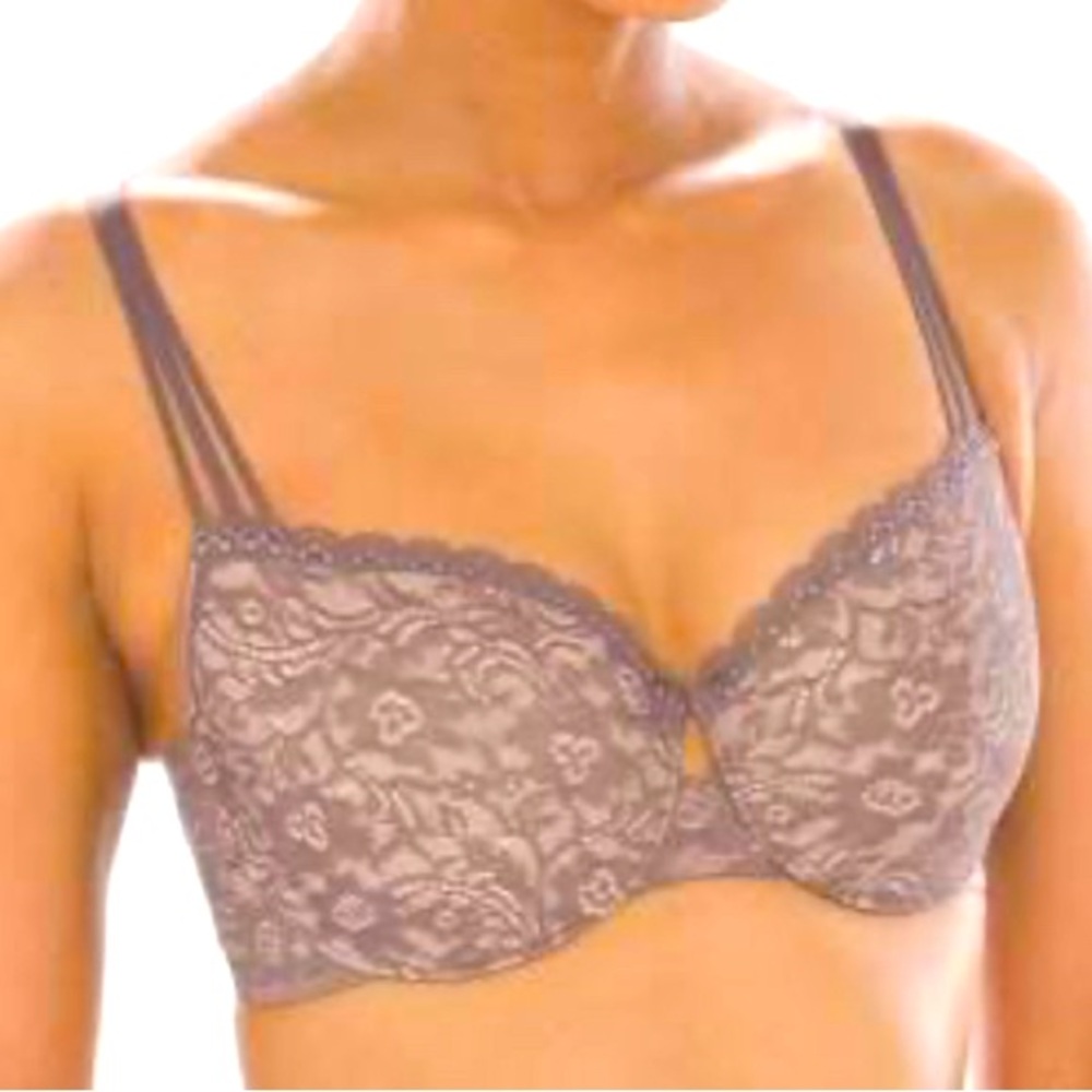 Soma 36G Enticing Lift Balconette Bra Lace nude lined underwire convertible back